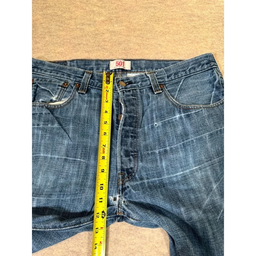Levis 501 Original Fit Jeans Men 36x34 Blue Denim Cotton Straight Leg Button Fly